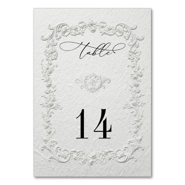 Numéro De Table Faux Embossed Floral Wedding Table Numbers (Par défaut)