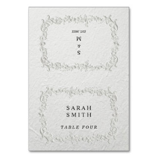 Numéro De Table Faux Embossed Floral Wedding Table Place Card