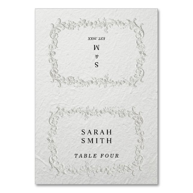 Numéro De Table Faux Embossed Floral Wedding Table Place Card (Par défaut)