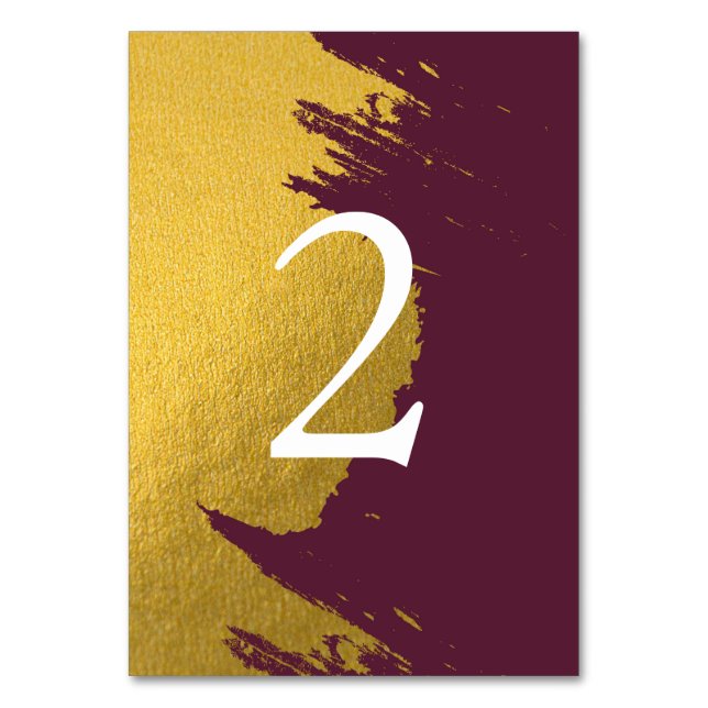 Numéro De Table Faux Gold Burgundy, Mariage Monogramme (Par défaut)