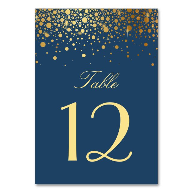 Numéro De Table Faux Gold Foil Confetti Dots Navy Blue (Par défaut)