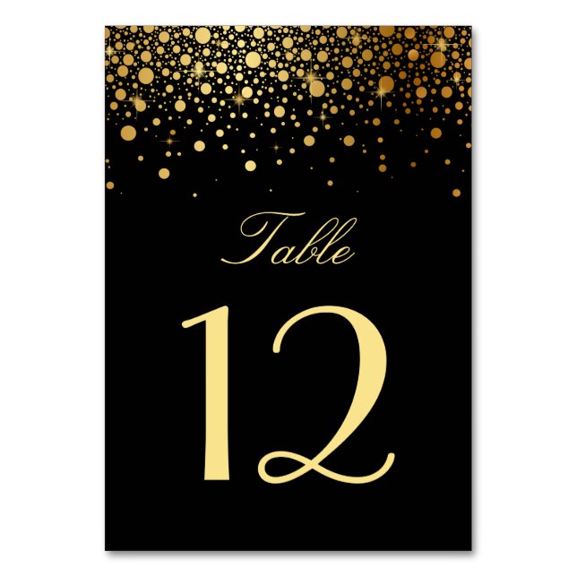 Numéro De Table Faux Gold Foil Confetti Dots Noir Table Numéro (Par défaut)