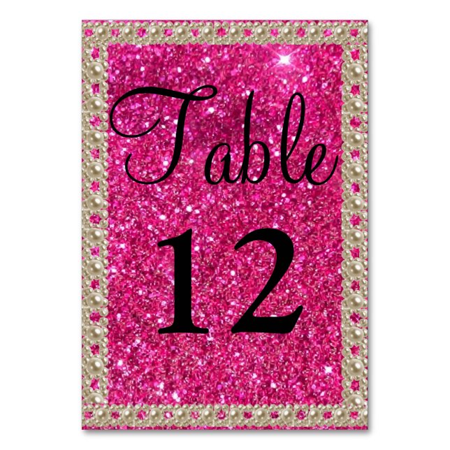Numéro De Table Faux Gold Foil Hot rose Parties scintillant Mariag (Par défaut)