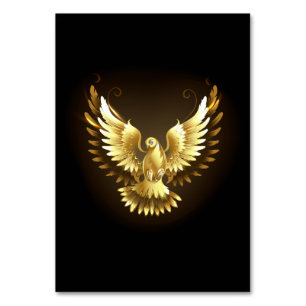 Numéro De Table Faux Gold Foil Peace Dove en noir