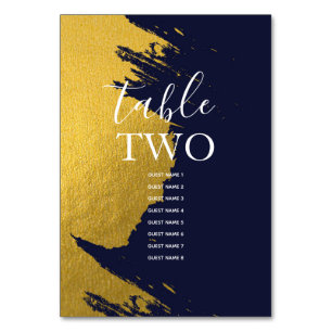 Numéro De Table Faux Gold Navy Blue Mariage Nom des invités