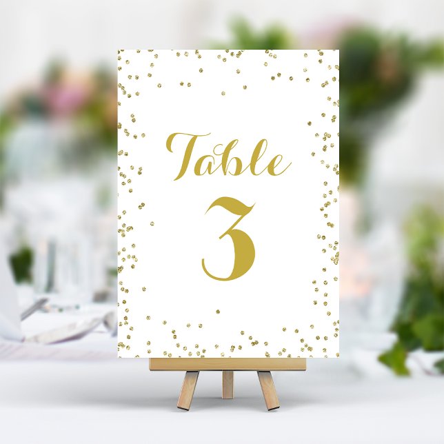 Numéro De Table Faux Gold Parties scintillant Foil Elégant Confett (Créateur téléchargé)