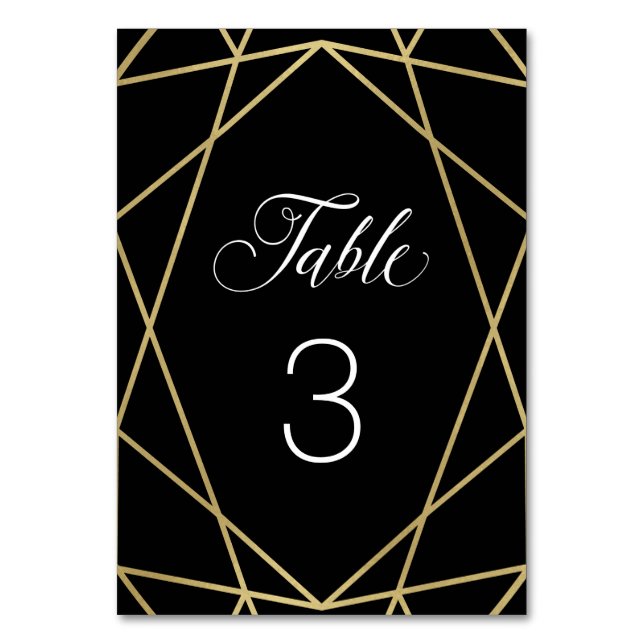 Numéro De Table Faux Or moderne géométrique en noir (Par défaut)