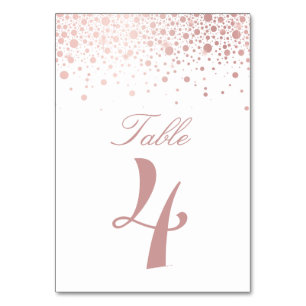 Numéro De Table Faux Rose Gold Foil Confetti Dots Mariage