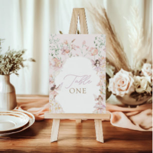 Numéro De Table Fée magique rose floral filles Anniversaire