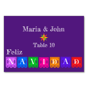 Numéro De Table Feliz Navidad Green Cactus Sur Purple