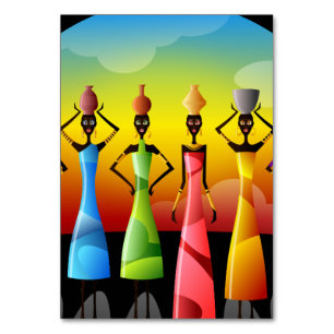 Numéro De Table Femmes africaines avec de la poterie sur la tête