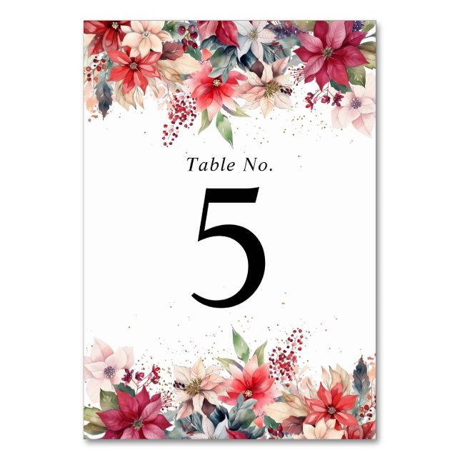 Numéro De Table Festif Noël Florals Mariage (Par défaut)