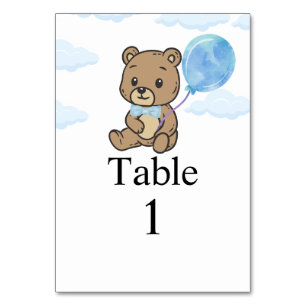 Numéro De Table Fête de naissance Ourson Bleu Teddy Bear 