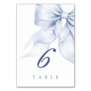 Numéro De Table Fête des mariées Bleue Elegant Bow