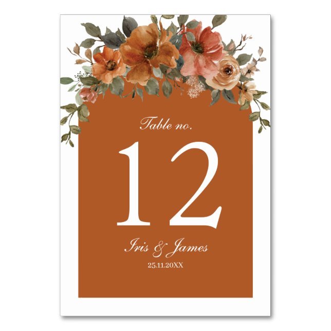 Numéro De Table Fête des mariées de Mariage Brown  orange brûlé (Par défaut)