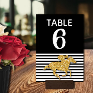 Numéro De Table Fête des mariées Derby du cheval de course d'or