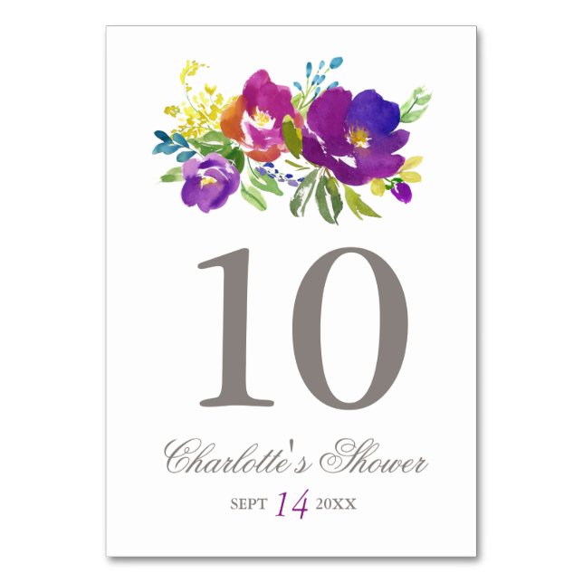 Numéro De Table Fête des mariées florale violet romantique Numéro  (Par défaut)