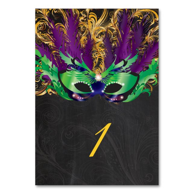 Numéro De Table Fête Mascarade Magique Nuit Verte Purple Or (Par défaut)