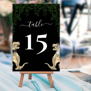 Numéro De Table Feuillage de mariage de dinosaures Noir & Blanc