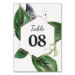 Numéro De Table Feuillage vert moderne de la jungle tropicale