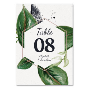 Numéro De Table Feuillage vert moderne de la jungle tropicale