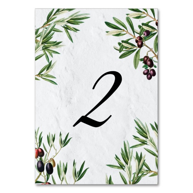 Numéro De Table Feuille d'olive méditerranéen grec Mariage de l'îl (Par défaut)