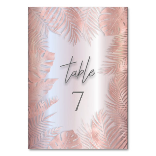 Numéro De Table feuille d'or rose métal tropical feuilles romantiq (Par défaut)