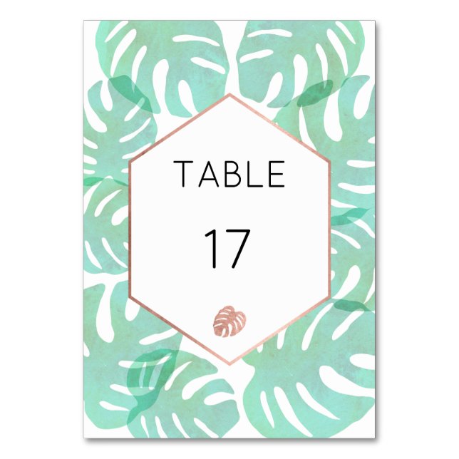 Numéro De Table Feuille et or Rose Monstera (Par défaut)