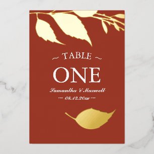 Numéro de table Feuilles automnales Carte d'huile