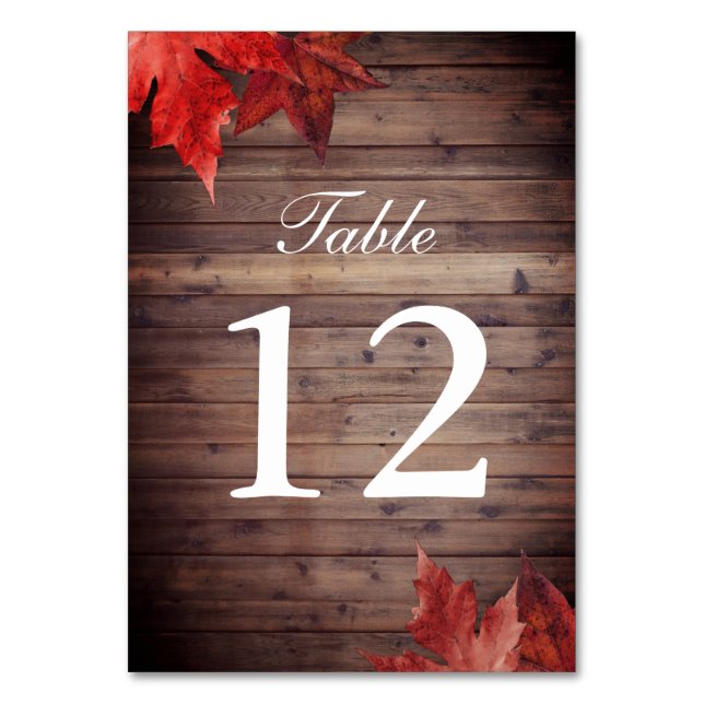 Numéro De Table Feuilles d'automne Numéro de tableau Mariage de au (Par défaut)