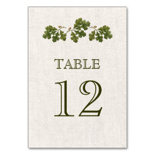 Numéro De Table Feuilles de chêne Burlap Mariage de texture