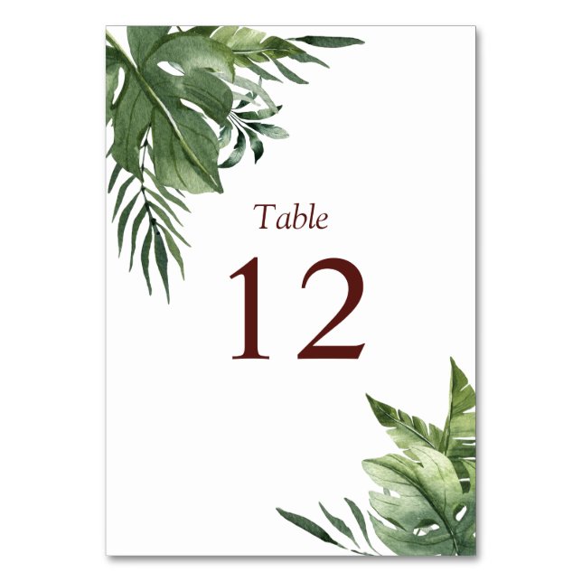 Numéro De Table Feuilles de palmiers tropicaux luxuriants et exoti (Par défaut)