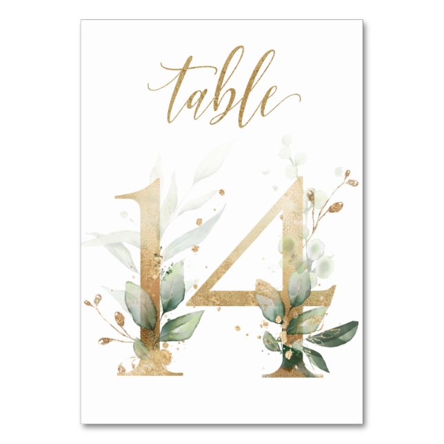 Numéro de table Feuilles de Vert Or Table 14 (Par défaut)
