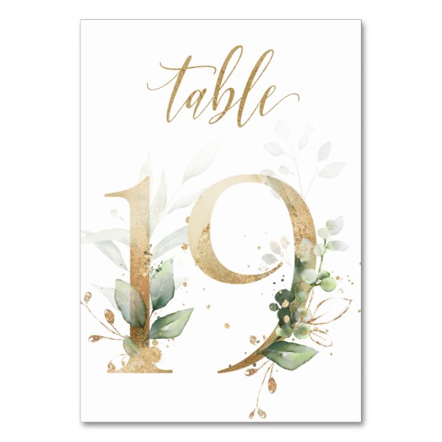 Numéro de table Feuilles de Vert Or Table 19, Numé (Par défaut)