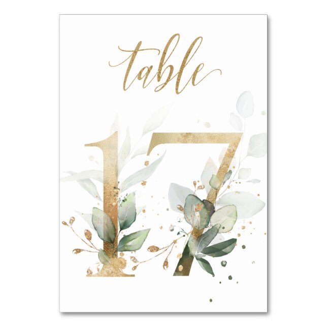 Numéro De Table Feuilles d'or vert Tableau 17, Numéro de tableau (Par défaut)