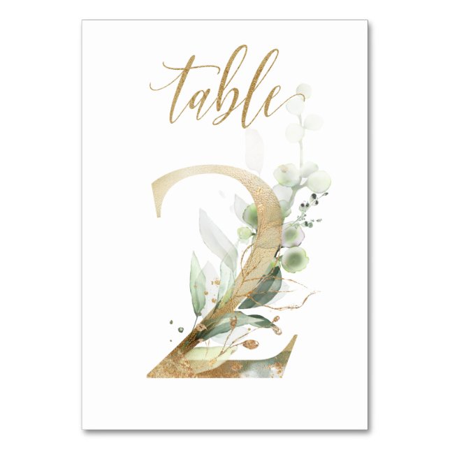 Numéro De Table Feuilles d'or vert Tableau 2, (Par défaut)