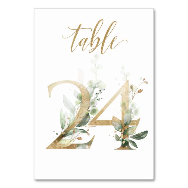 Numéro De Table Feuilles d'or vert Tableau 24, Numéro de tableau (Par défaut)