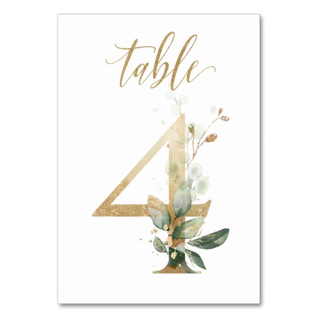 Numéro De Table Feuilles d'or vert Tableau 4, Numéro de tableau (Par défaut)
