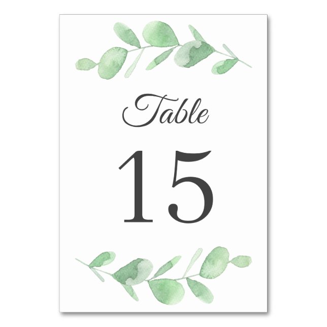 Numéro De Table Feuilles eucalyptus. Mariage forestier simple (Par défaut)