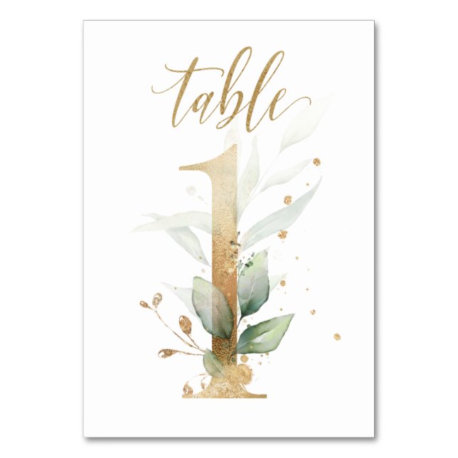 Numéro De Table Feuilles Vertes Or Table1, (Par défaut)