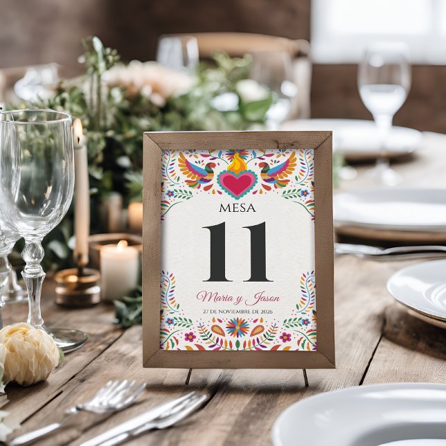 Numéro De Table Fiesta Colorful Flowers Botanical Spanish Wedding (Fiesta Colorful Flowers Botanical Spanish Wedding Table Number)