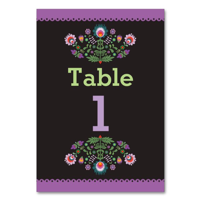 Numéro De Table Fiesta mexicaine Motif Table violet Mariage de nom (Par défaut)