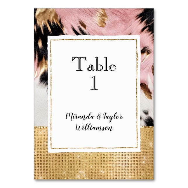 Numéro De Table Fille Rose Noir Vachette Bouffée (Par défaut)