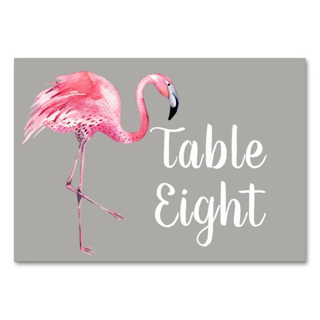 Numéro De Table Flamingo sur gris (Devant)