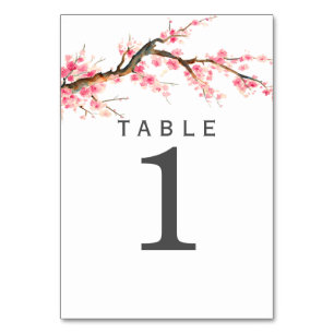 Numéro De Table Fleur de cerisier d'aquarelle