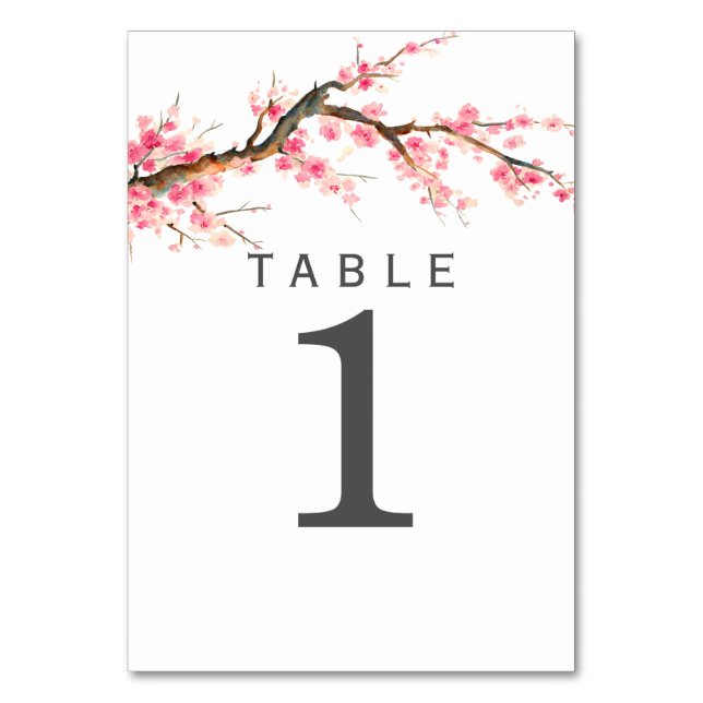 Numéro De Table Fleur de cerisier d'aquarelle (Par défaut)