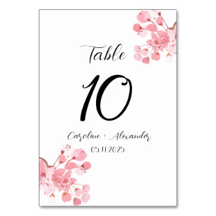 Numéro De Table Fleur de cerisier Moderne Oriental Sakura Mariage 