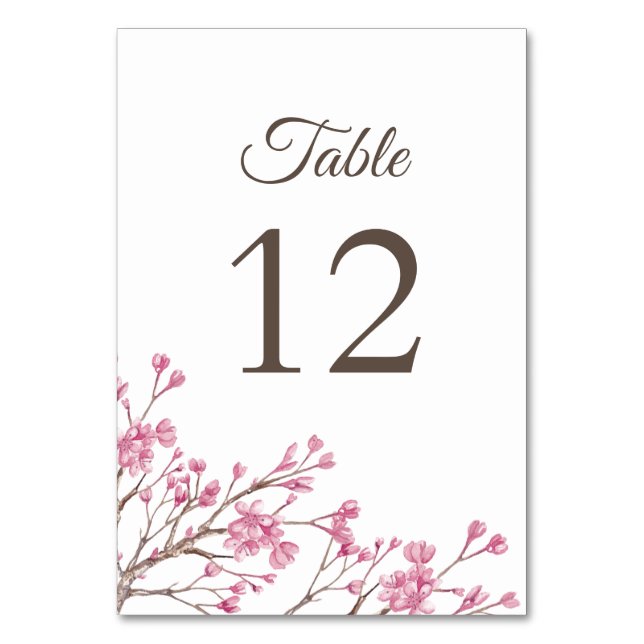 Numéro De Table Fleur de cerisier rose printemps. Mariage floral (Par défaut)