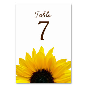 Numéro De Table Fleur de tournesol jaune Blanc Mariage Brown