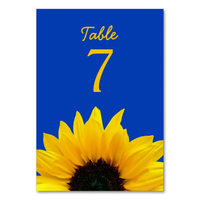 Numéro De Table Fleur de tournesol jaune Cobalt Mariage bleu (Par défaut)